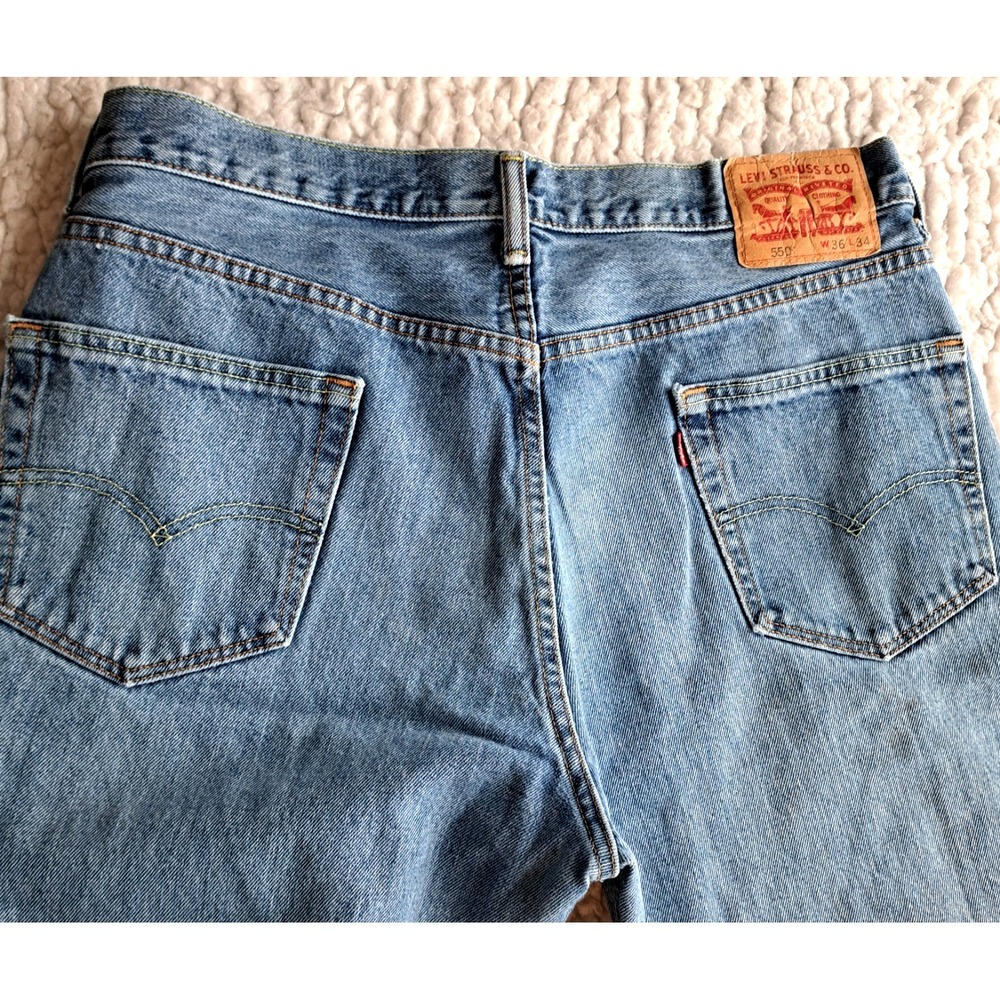 Vtg 90s Levi's 550 Relaxed Fit Straight Blue‎ Denim Cotton Jeans Men's 36x32